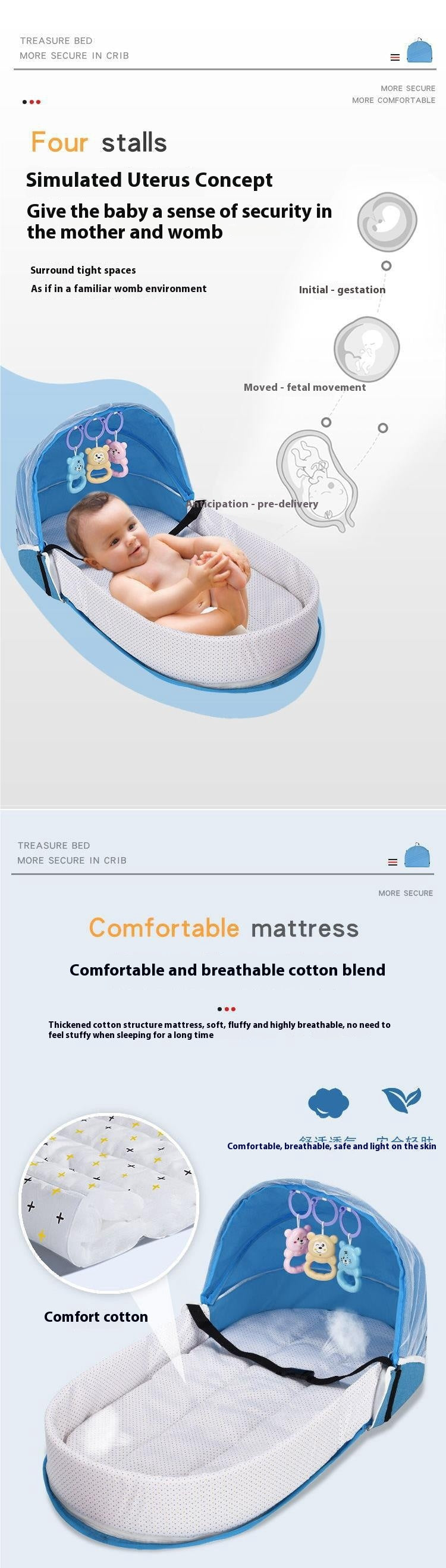 Portable Foldable Baby Bed with Mosquito Net