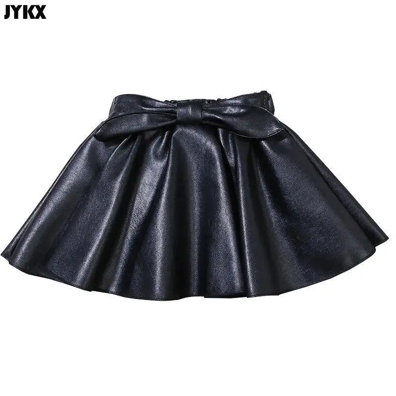 Winter Girls' Leather Pleated Skirt