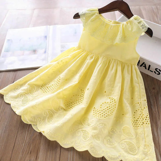 Cute Ruffled Cotton Embroidered Dress