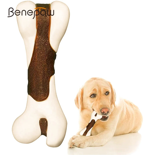 Benepaw Durable Dog Bone Chew Toy with Edible Bacon Flavored Treat