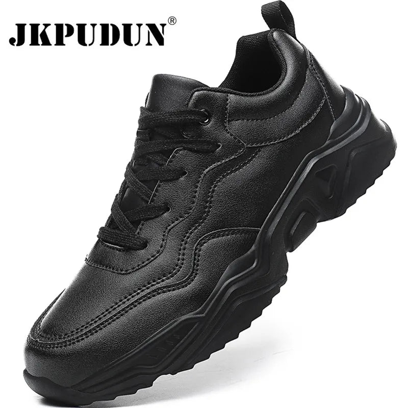 Men's Leather Lace-up Running Shoes