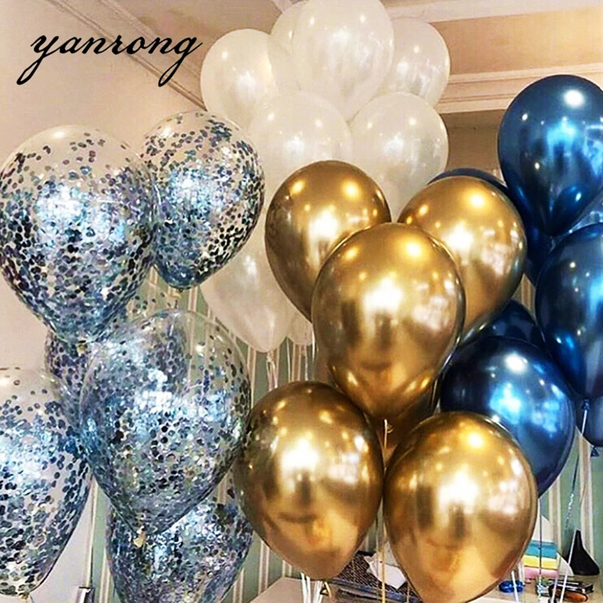 New Year Party Balloons - Gold Silver Confetti Mix