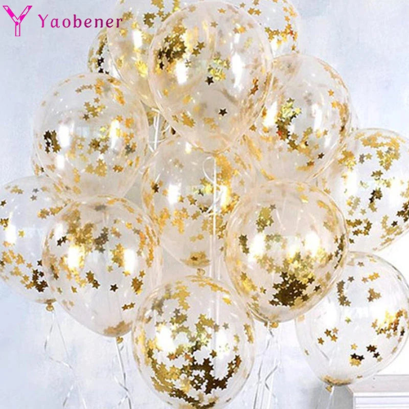 Gold Star Confetti Balloon Party Decor