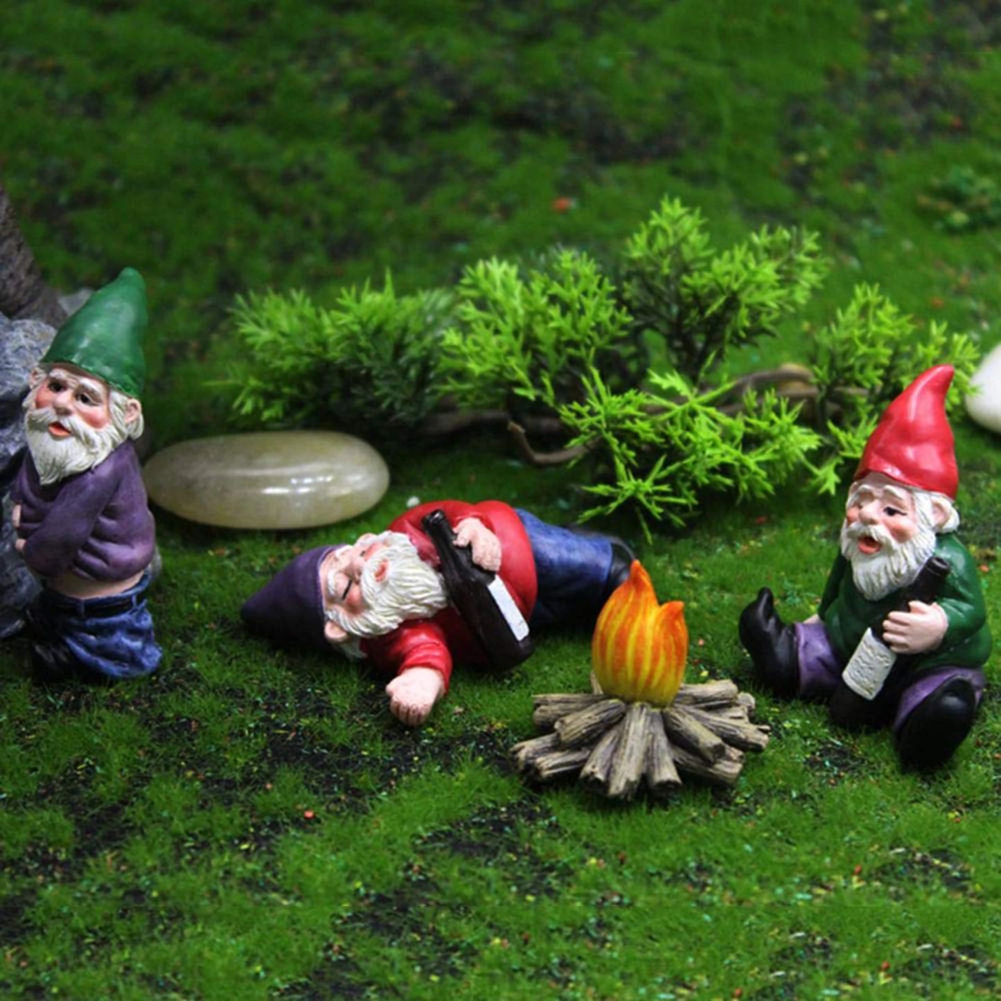 Miniature Drunk Garden Gnomes Set