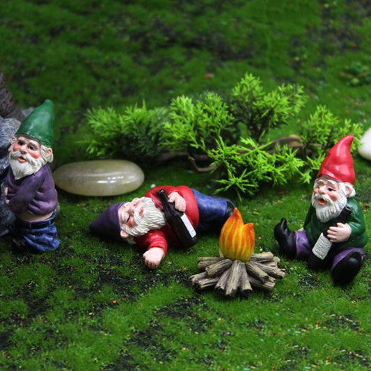 Miniature Drunk Garden Gnomes Set