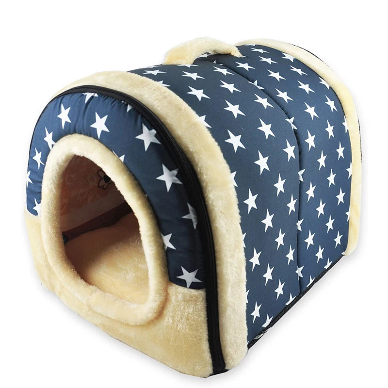 Cozy Dog Cave Bed with Plush Cushion