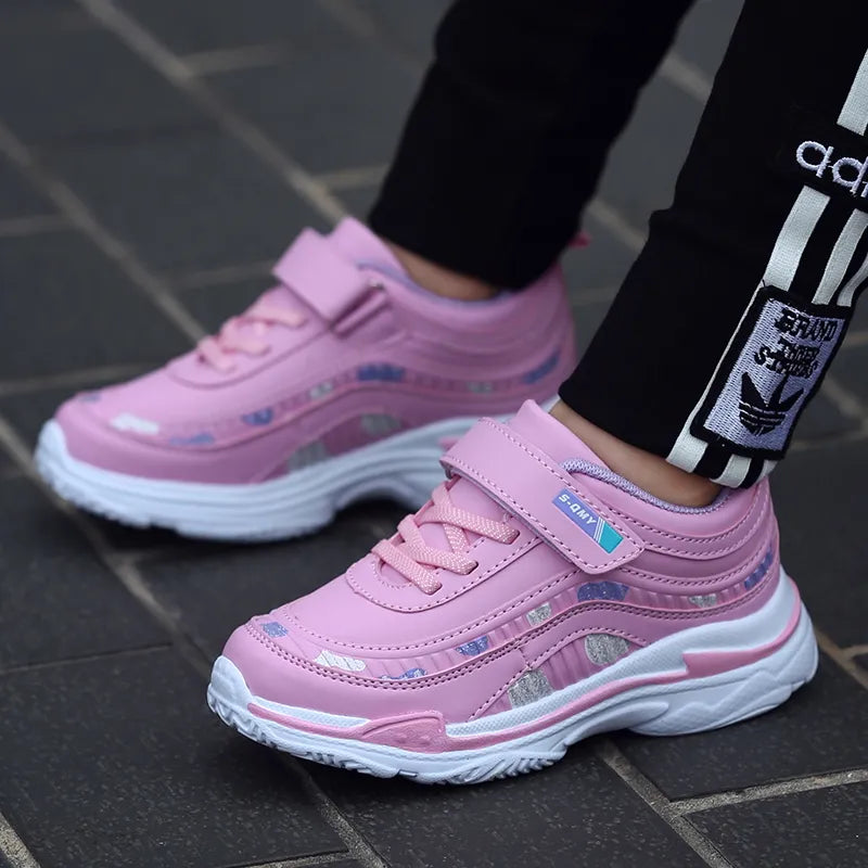 Pink Waterproof Girls Running Shoes