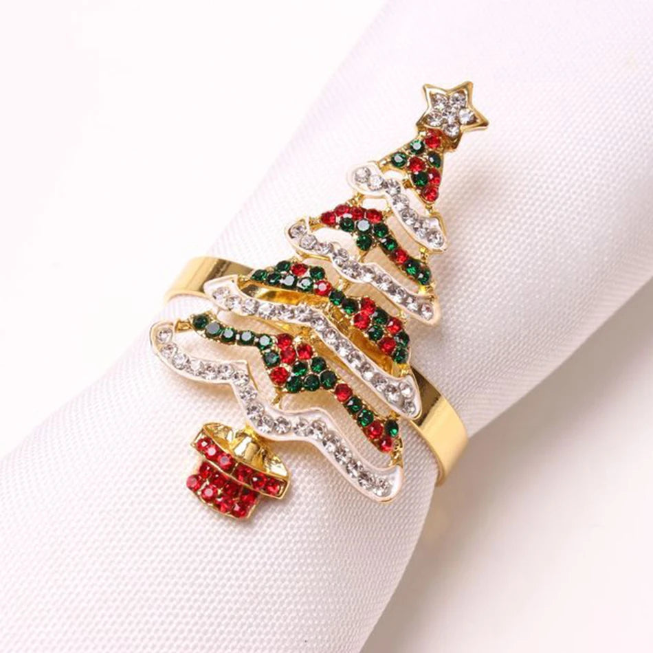 Christmas Tree Napkin Rings Set