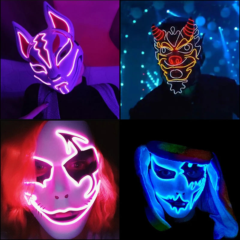 LED Neon Halloween Horror Mask