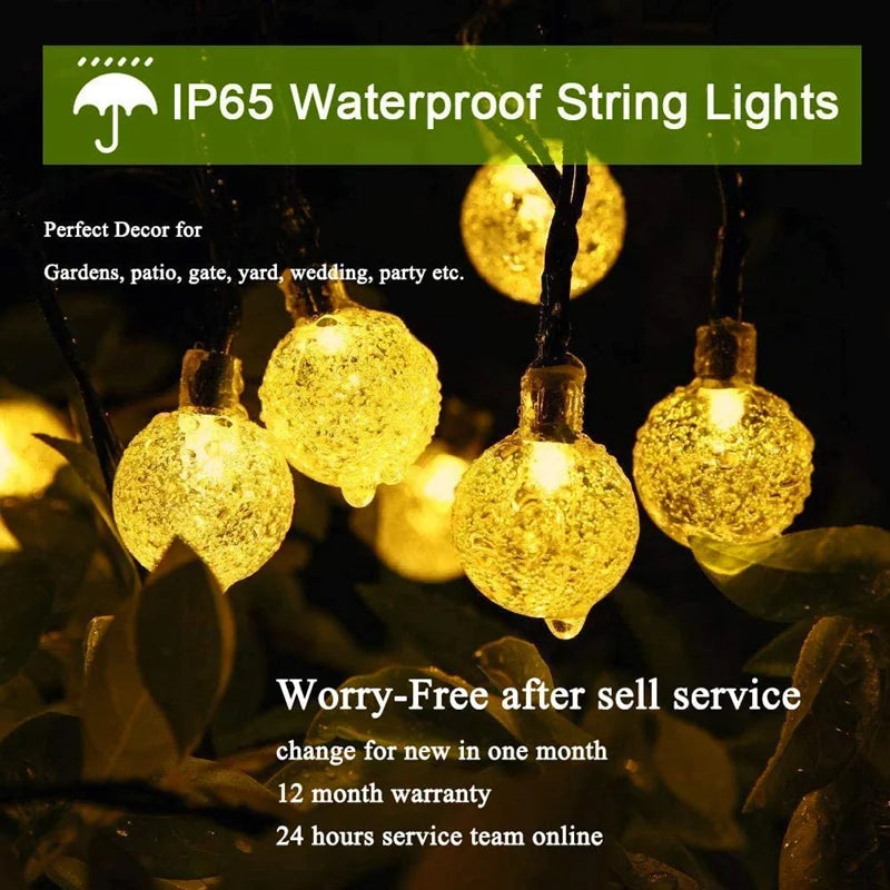 Solar Globe String Lights 60 LED 8 Modes