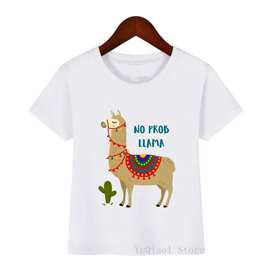 Kawaii Llama Alpaca Print Kids T-Shirt