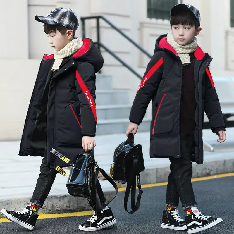 Fashion Long Hooded Winter Coat for Boys