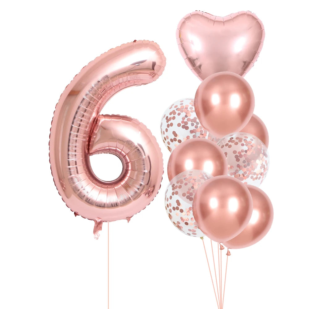 Rose Gold Number Balloons Set