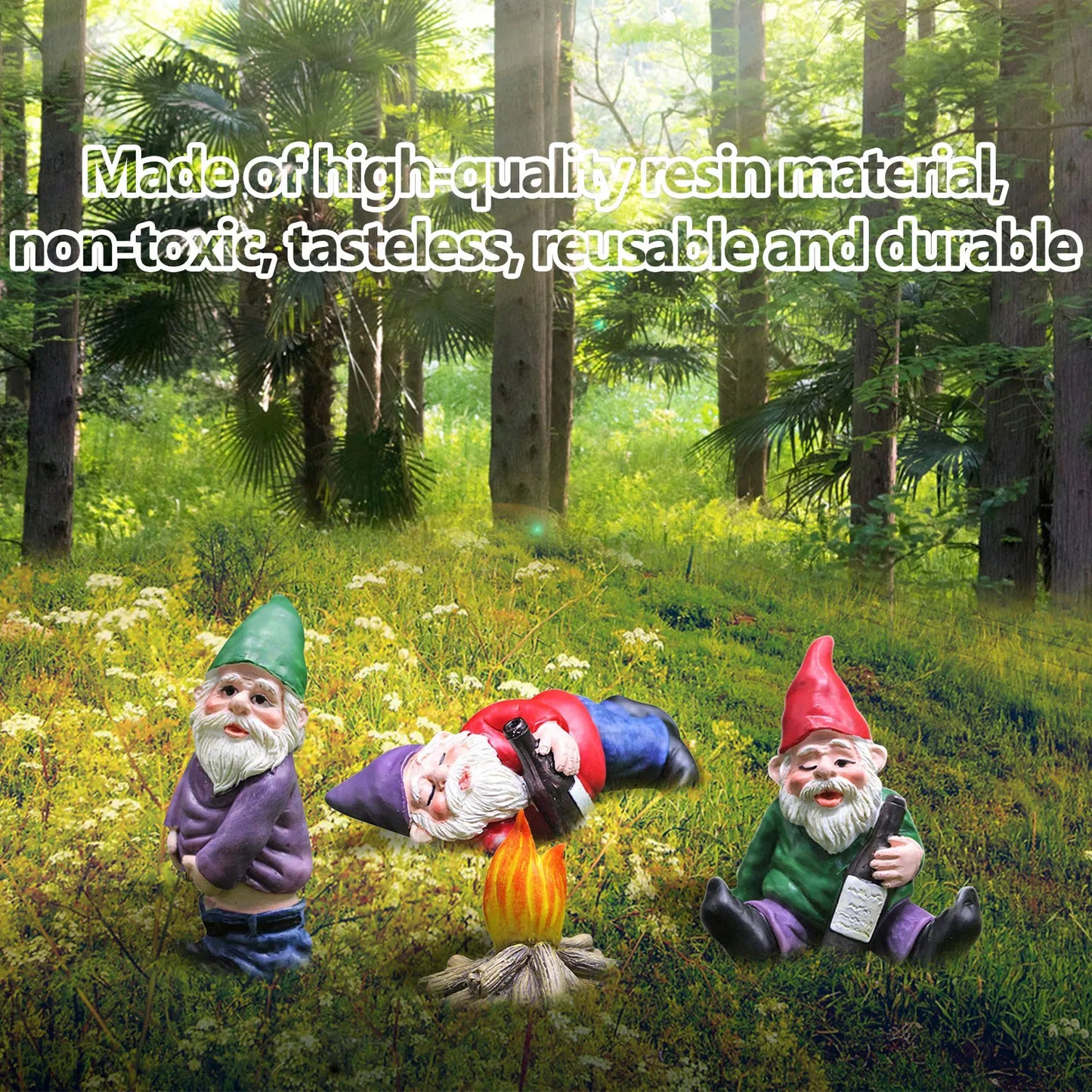 Miniature Drunk Garden Gnomes Set