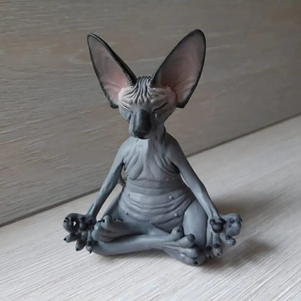 Whimsical Buddha Cat Art Statue