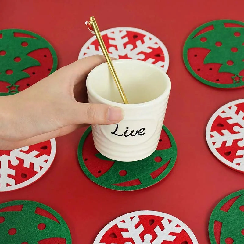 Christmas Snowflake Cup Mat Coasters Set