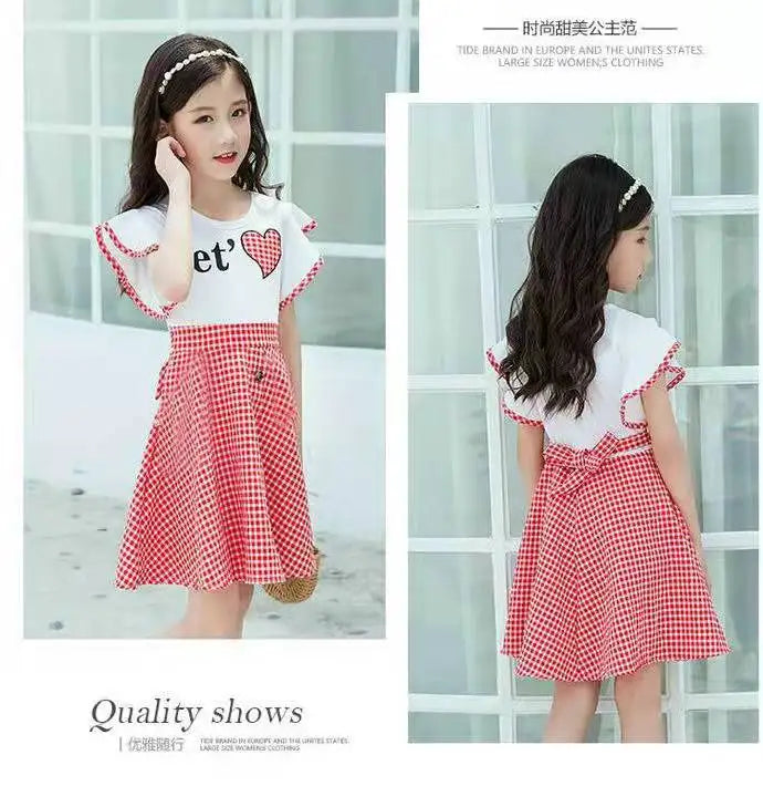 Cute Girls Plaid Summer Dress