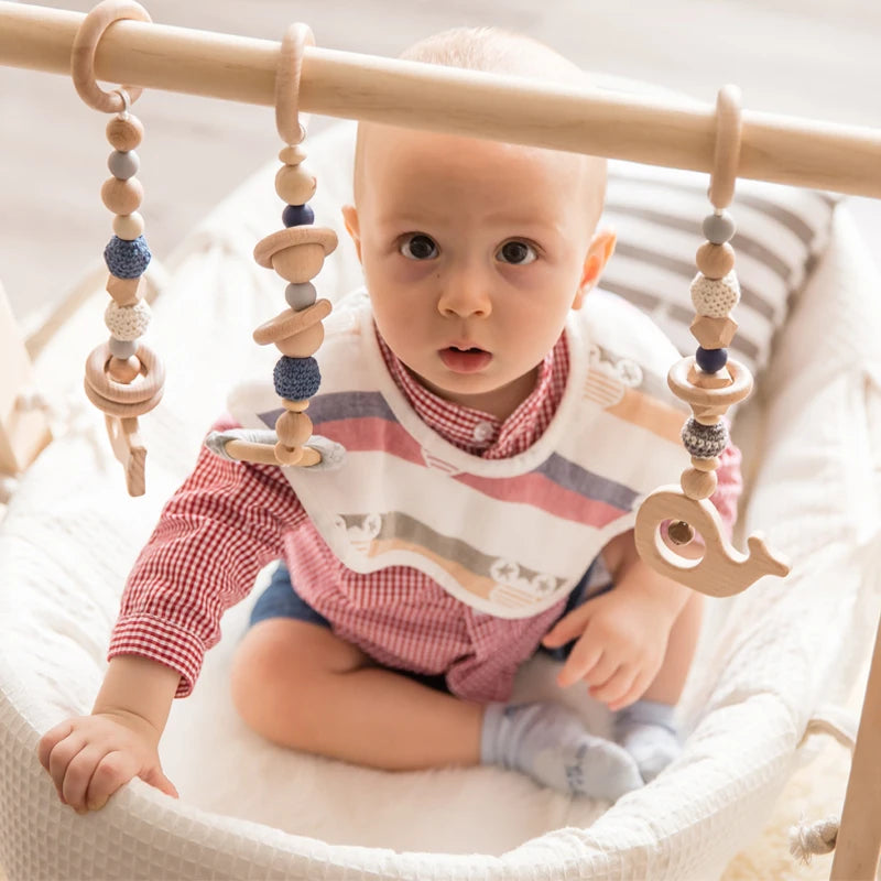 Baby Fitness Frames Set - Wooden Rattles & Mobile Suspension