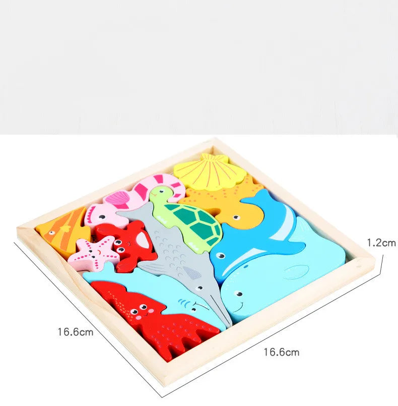 3D Puzzle Wooden Toys - Baby Learning Educational Hand Grasp