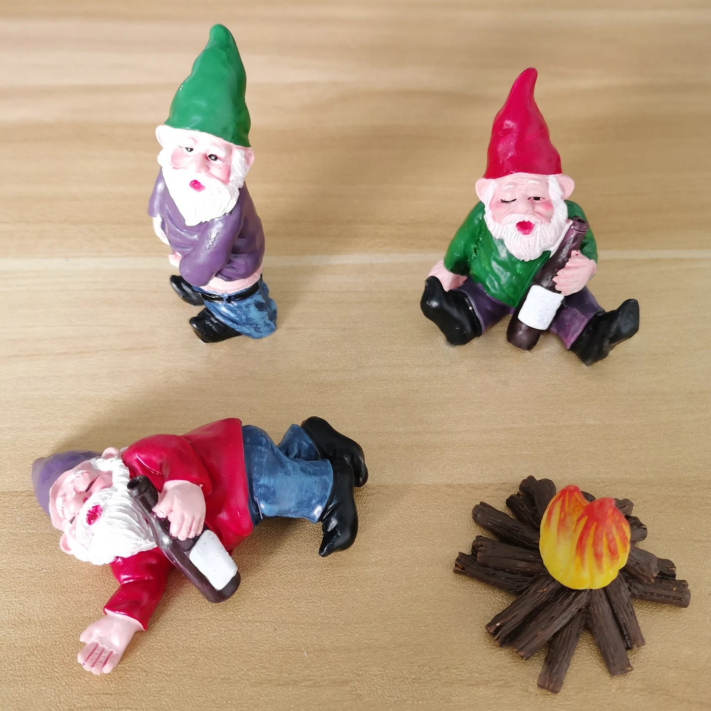 Miniature Drunk Garden Gnomes Set