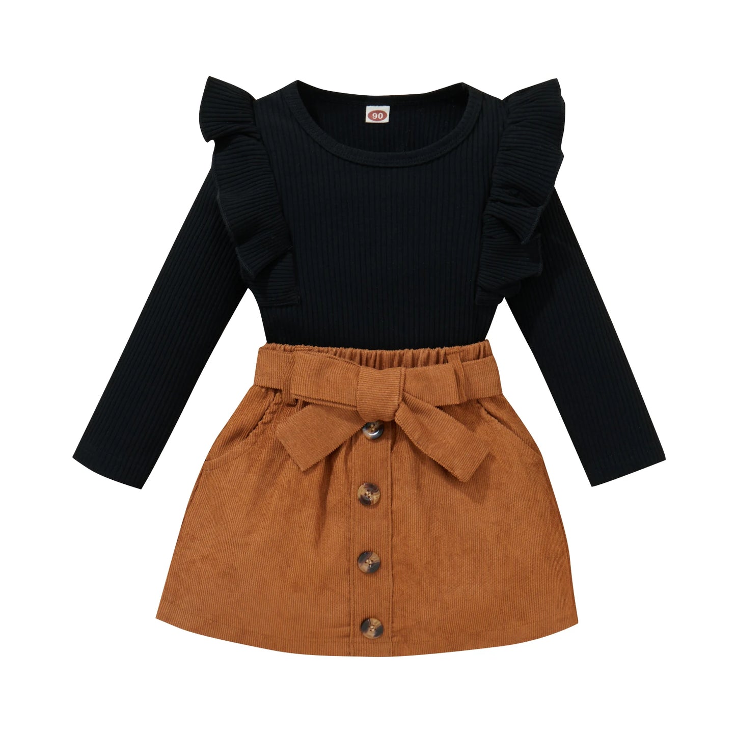 Girls Autumn Skirt Set with Long Sleeve Tops