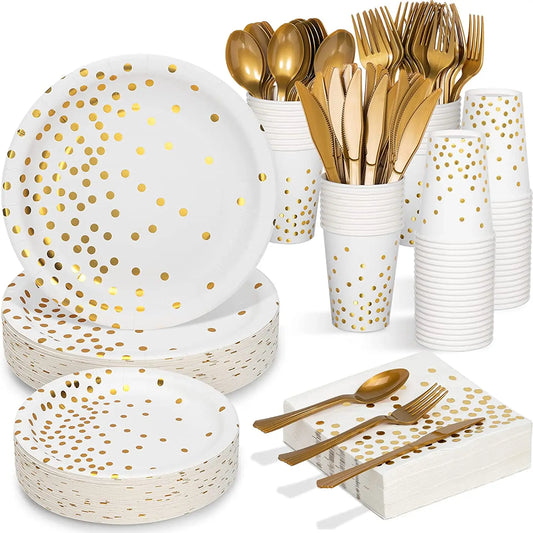 White Gold Party Dinnerware Set