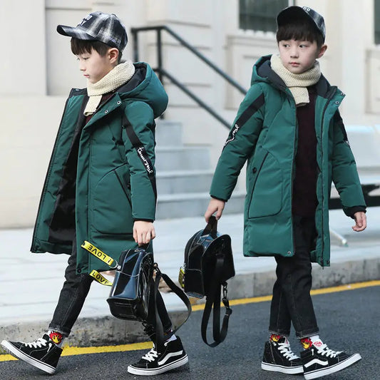 Fashion Long Hooded Winter Coat for Boys