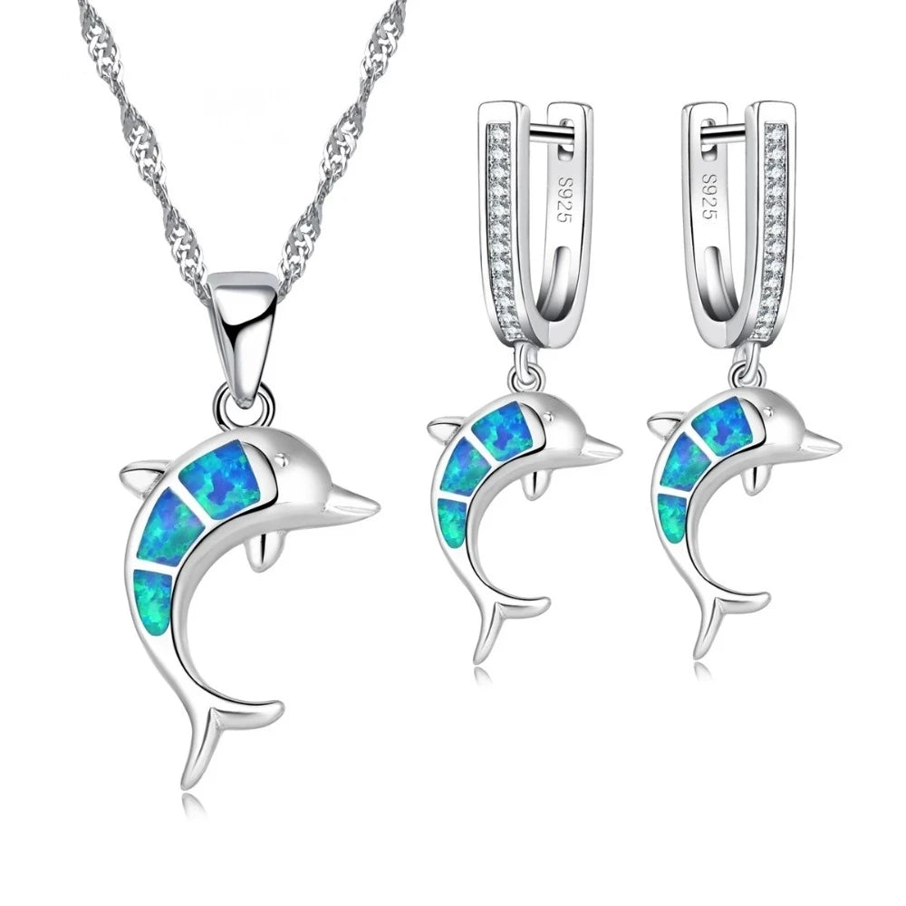 Opal Dolphin Jewelry Set