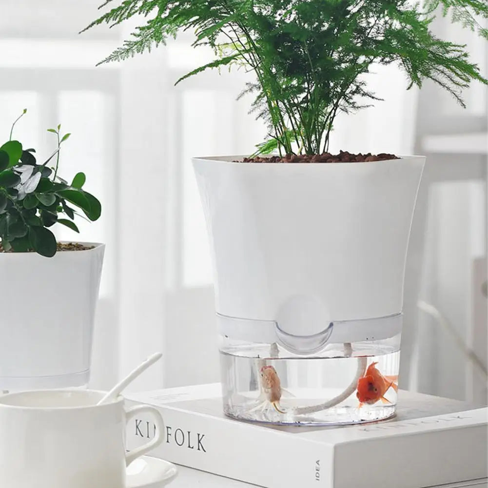 White Modern Self Watering Planter