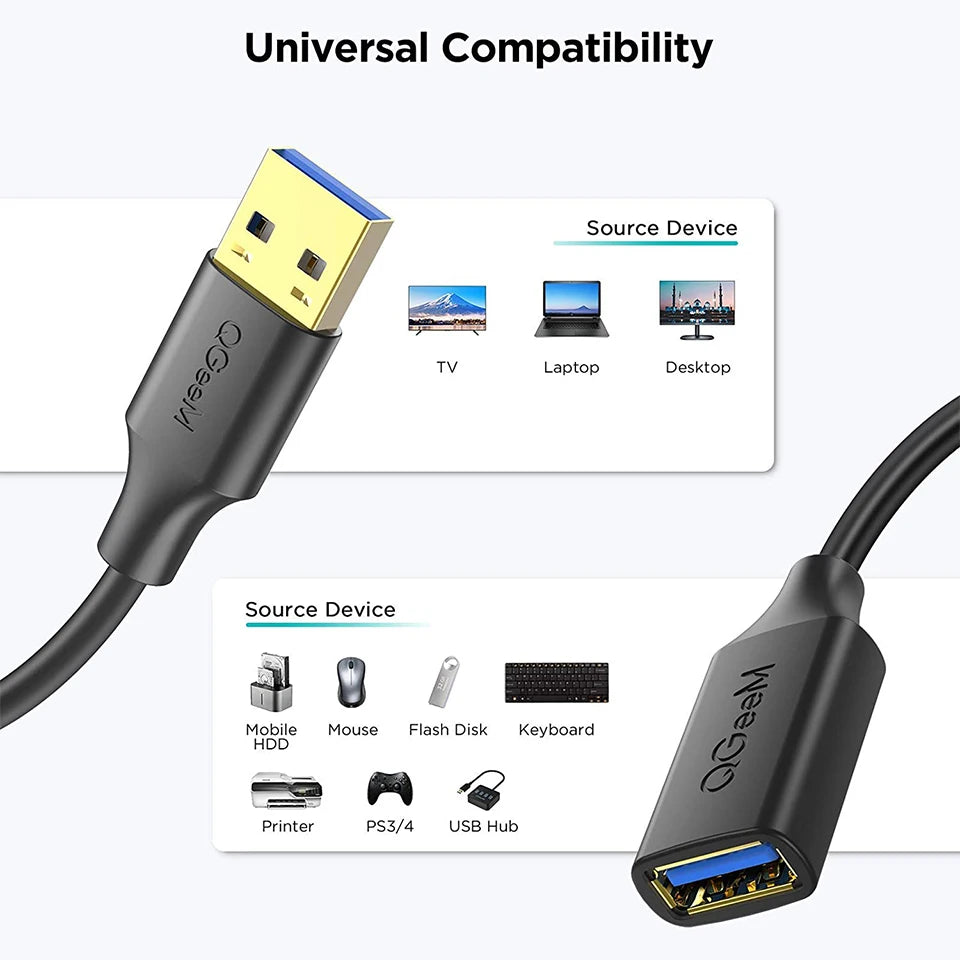 QGeeM USB 3.0 Extension Cable