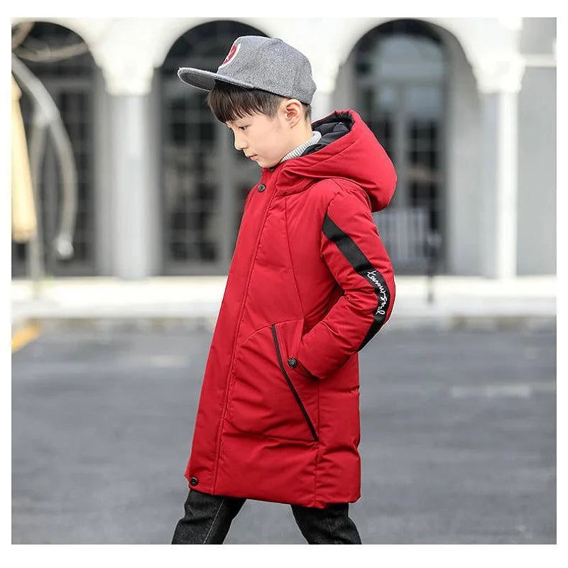 Fashion Long Hooded Winter Coat for Boys