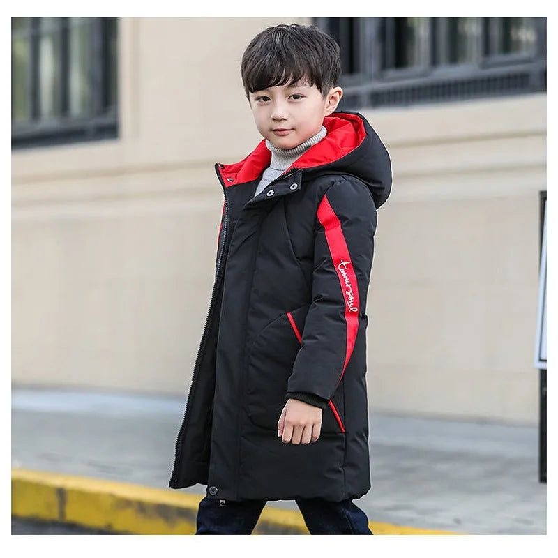 Fashion Long Hooded Winter Coat for Boys