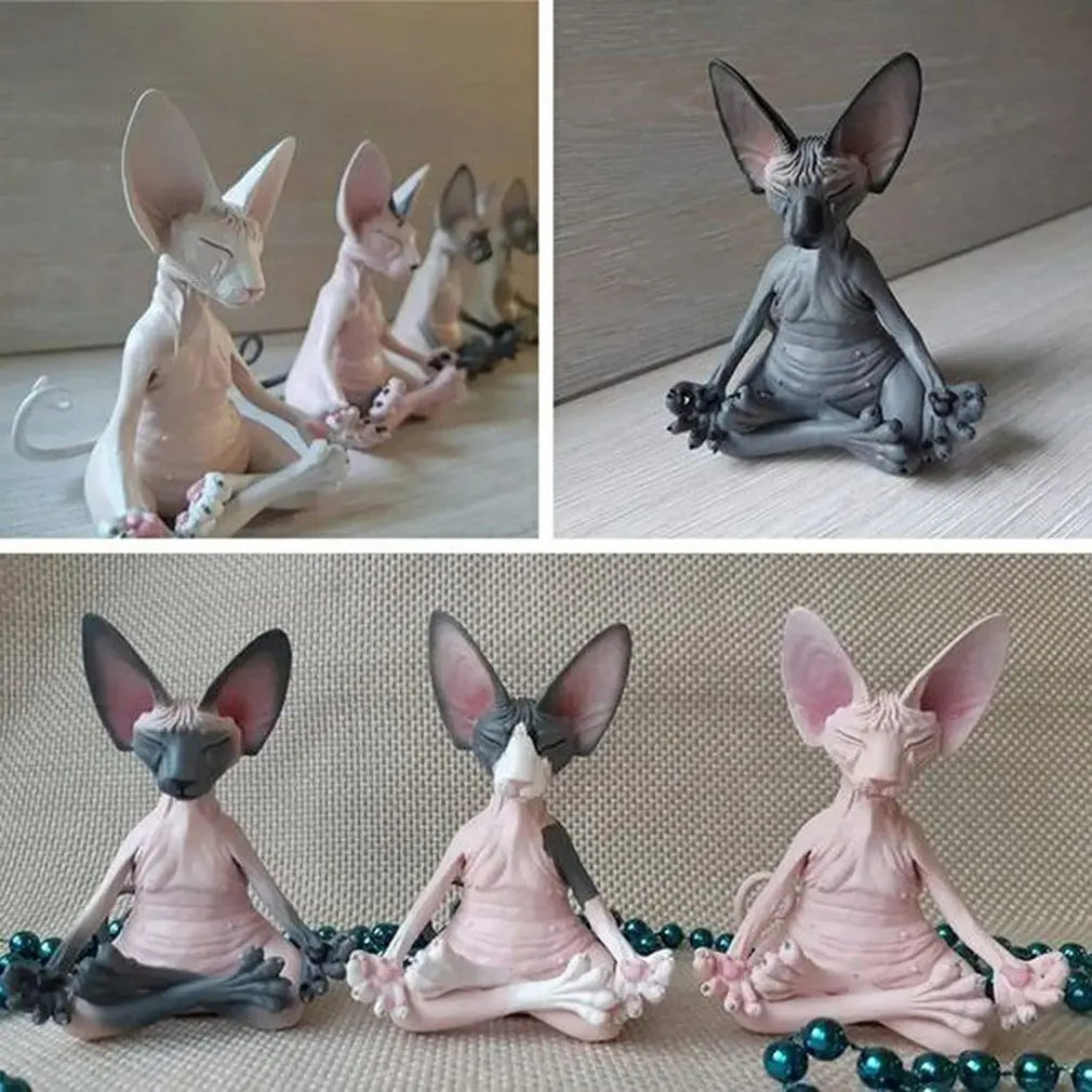 Whimsical Buddha Cat Art Statue