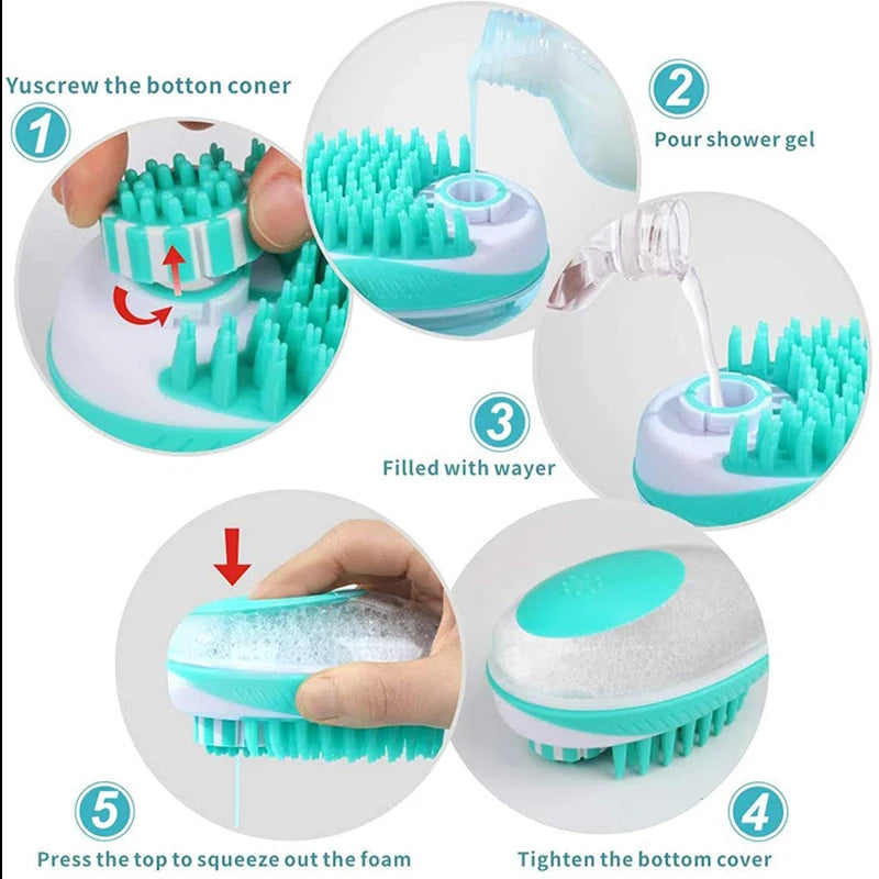 2-in-1 Pet Bath Brush & Grooming Comb