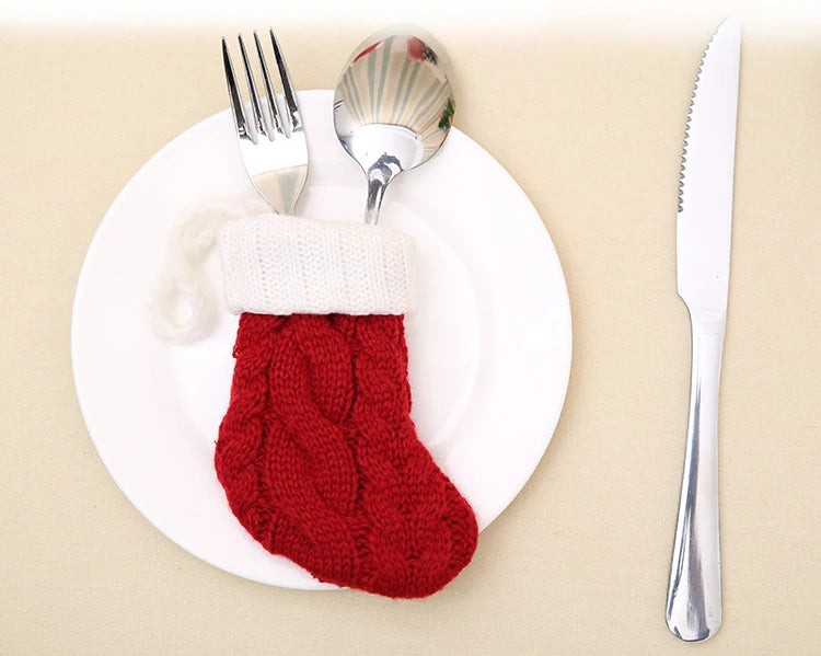 Christmas Knit Socks Cutlery Holders 8pcs