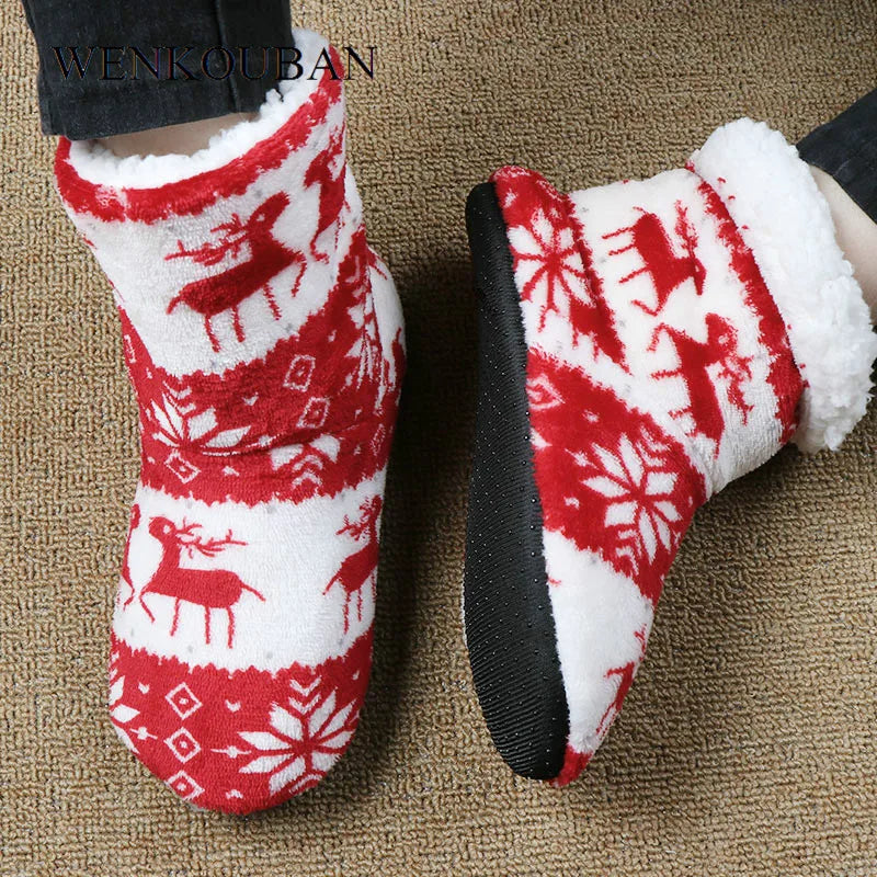 Christmas Elk Cozy Indoor Slippers