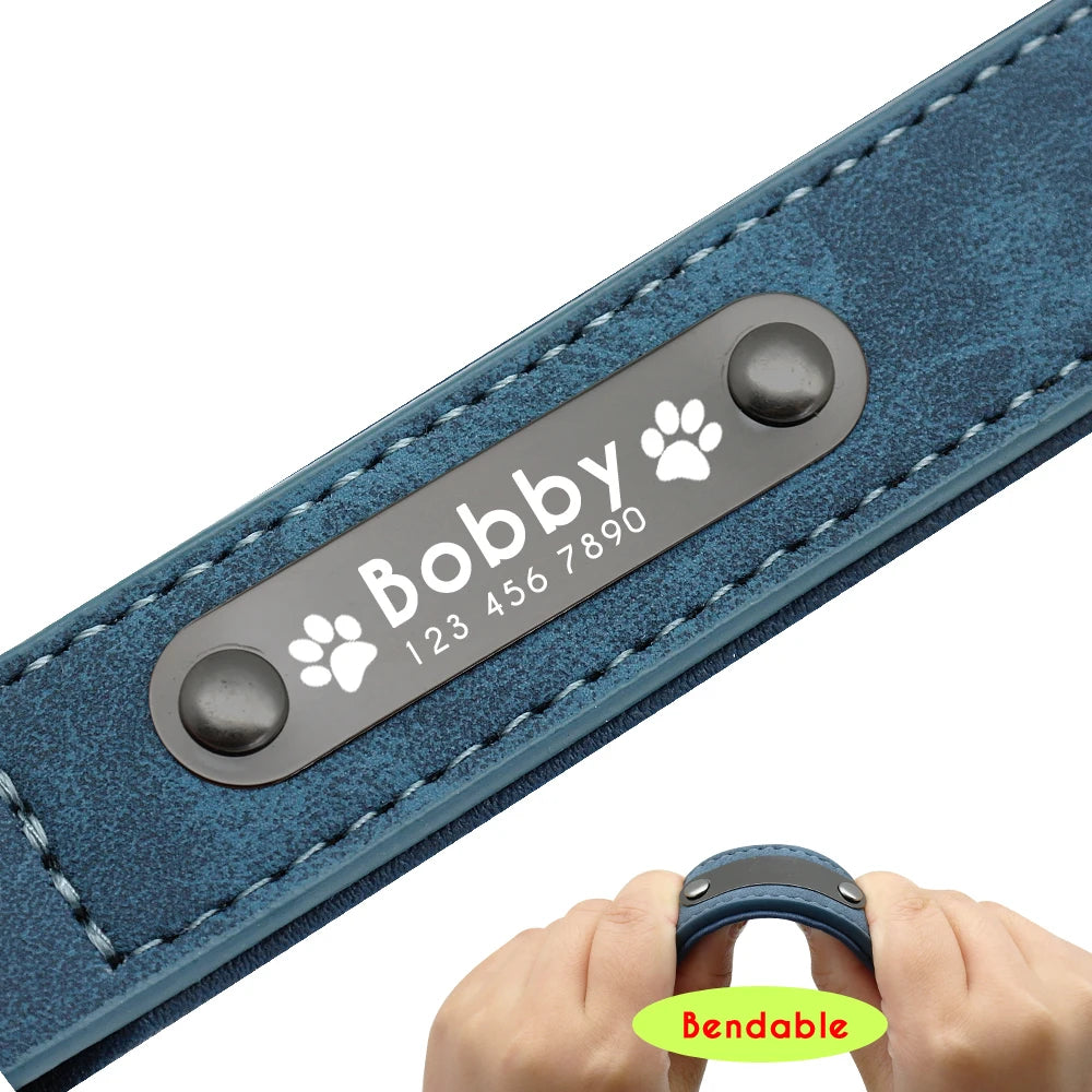 Personalized Leather Dog Collar and Leash Set