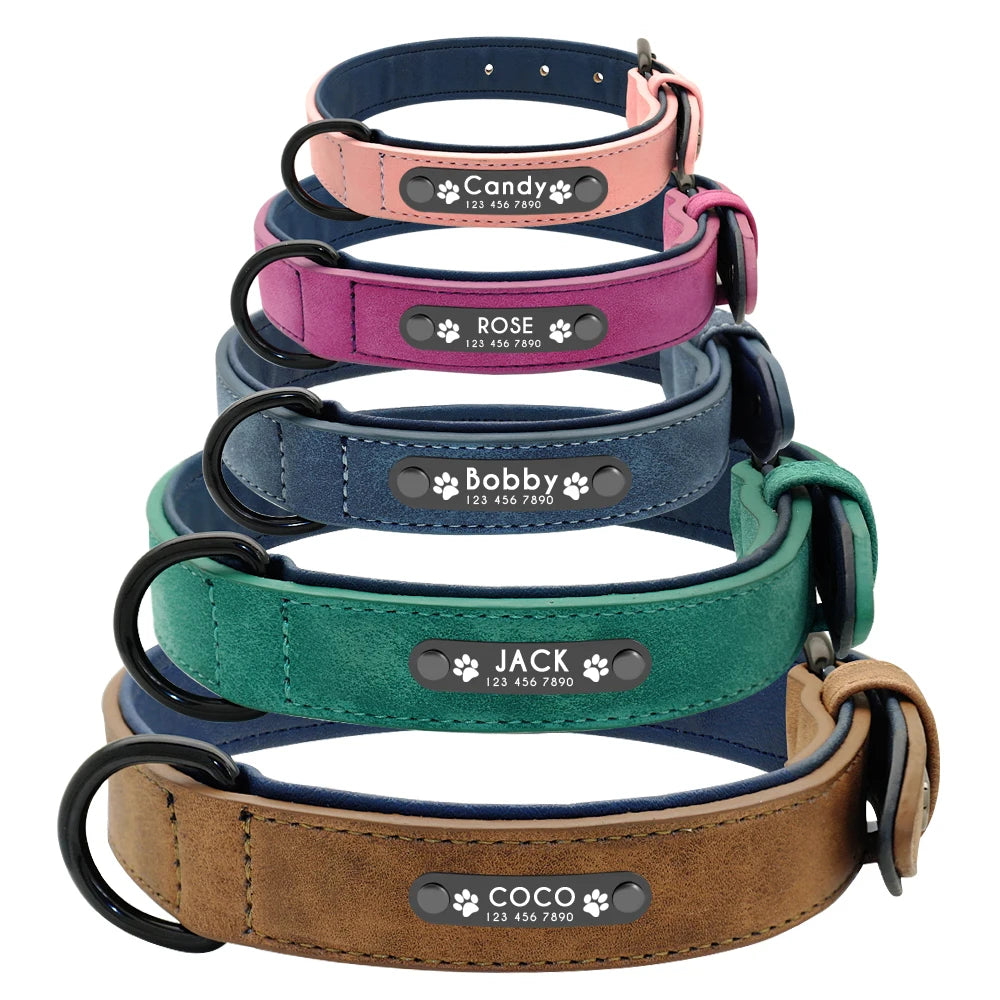 Personalized Leather Dog Collar and Leash Set