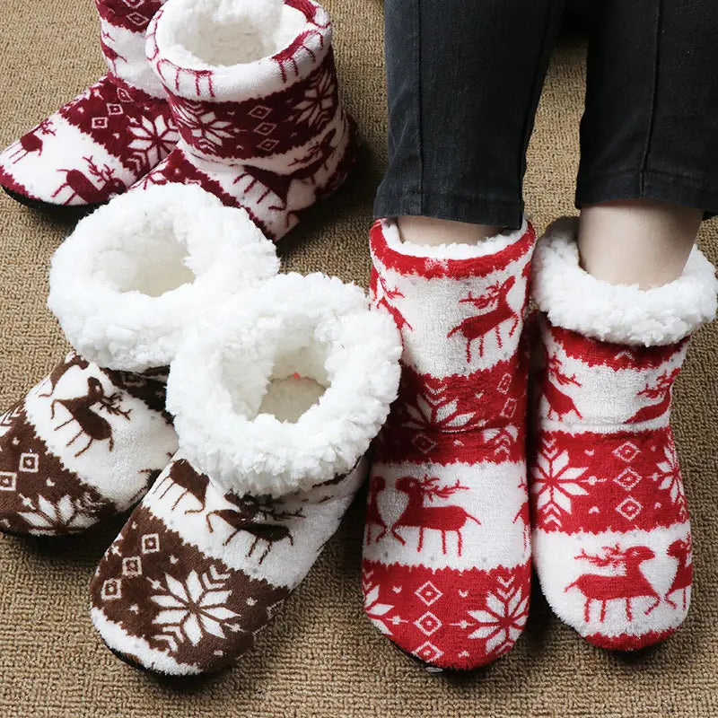 Christmas Elk Cozy Indoor Slippers