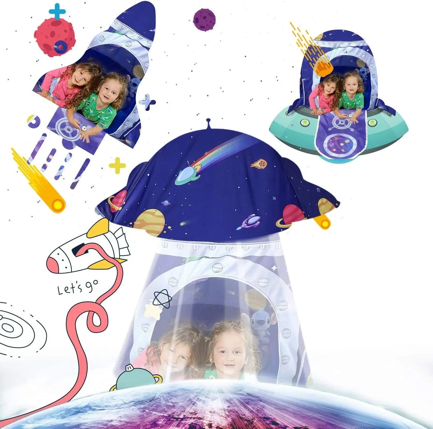 Kids Space Play Tent - Rocketship Design