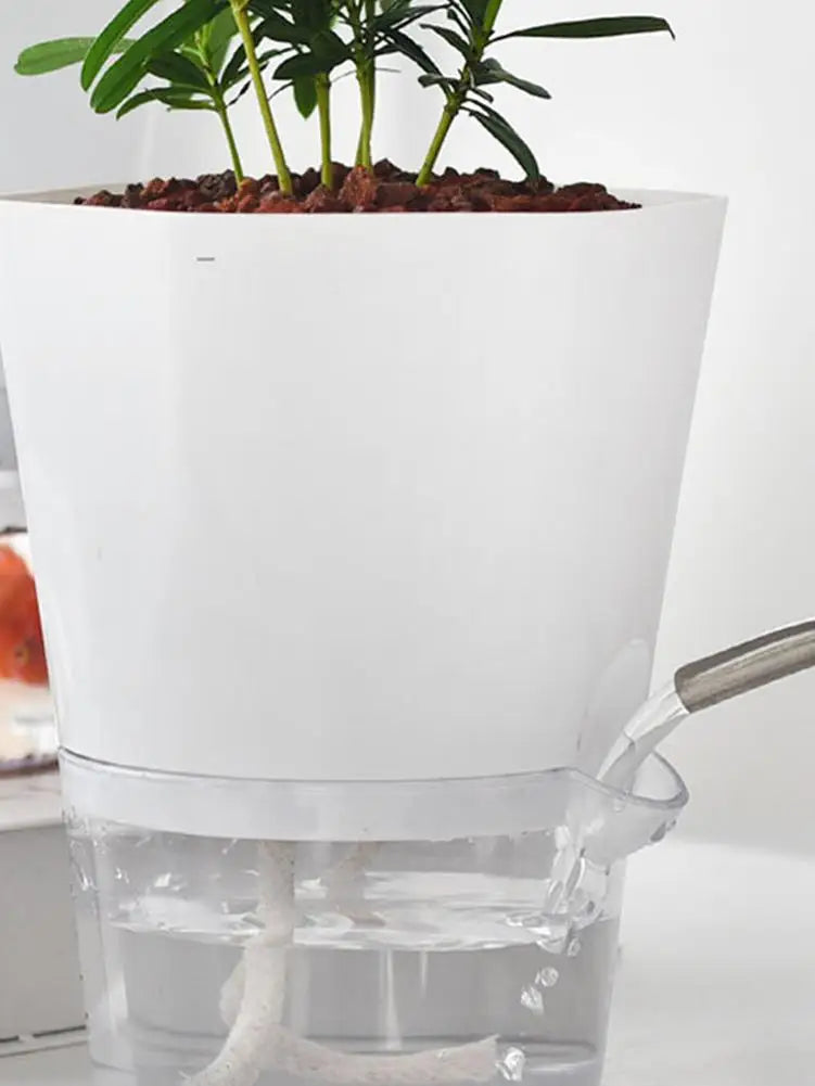 White Modern Self Watering Planter