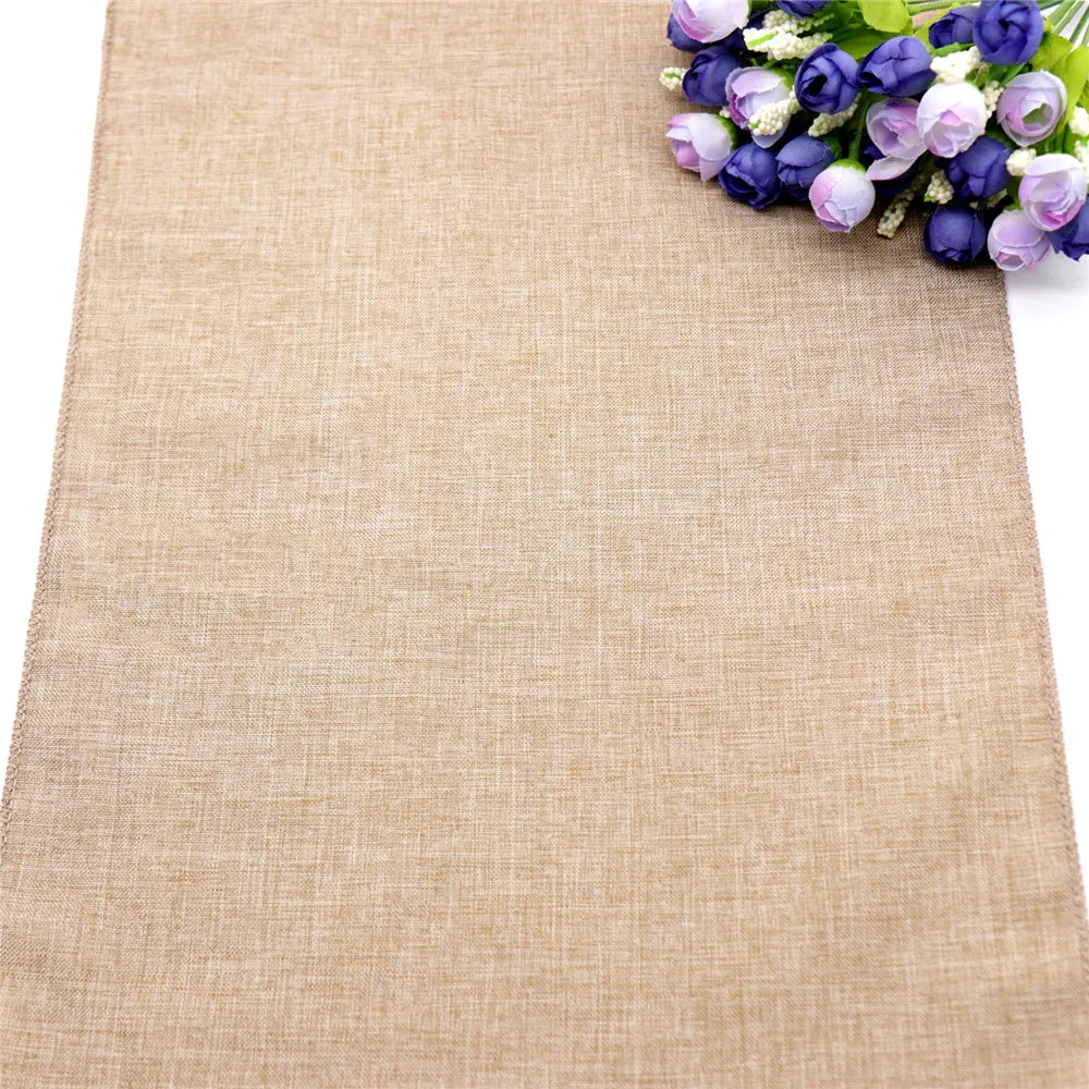 Vintage Burlap Table Runner - Gray Khaki