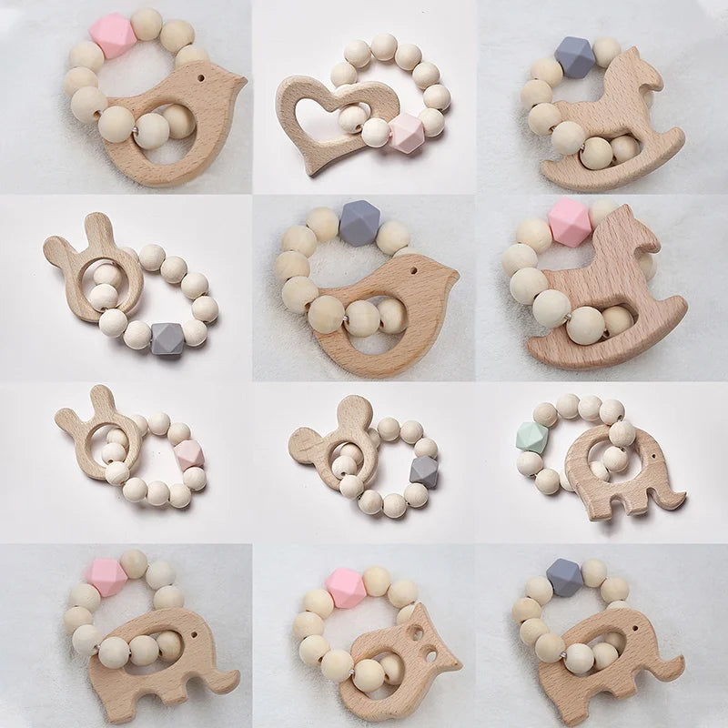 Wooden Beech Bear Baby Teether