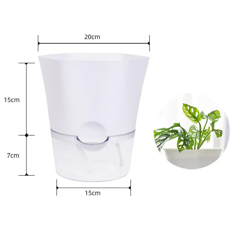 White Modern Self Watering Planter