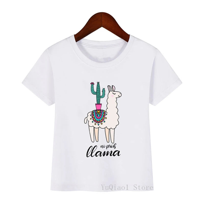 Kawaii Llama Alpaca Print Kids T-Shirt