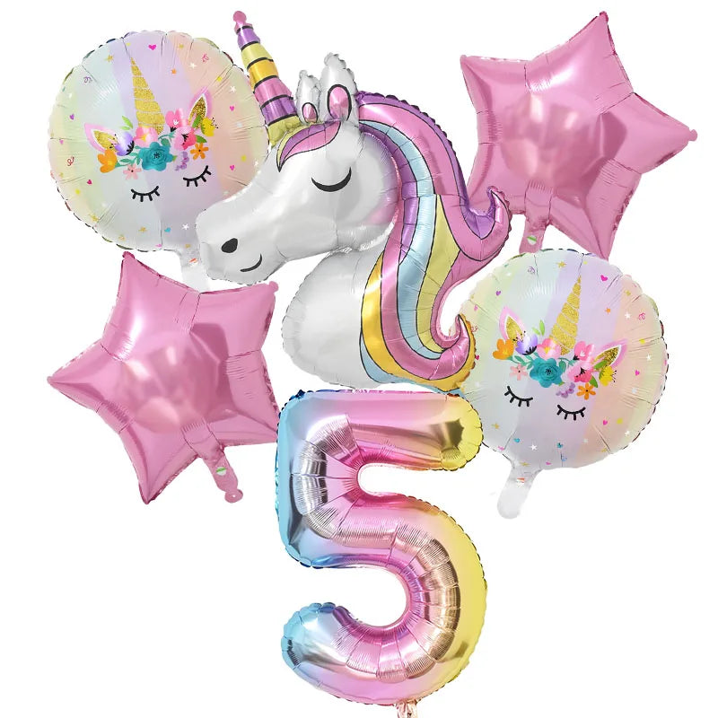 Rainbow Unicorn Balloon Set