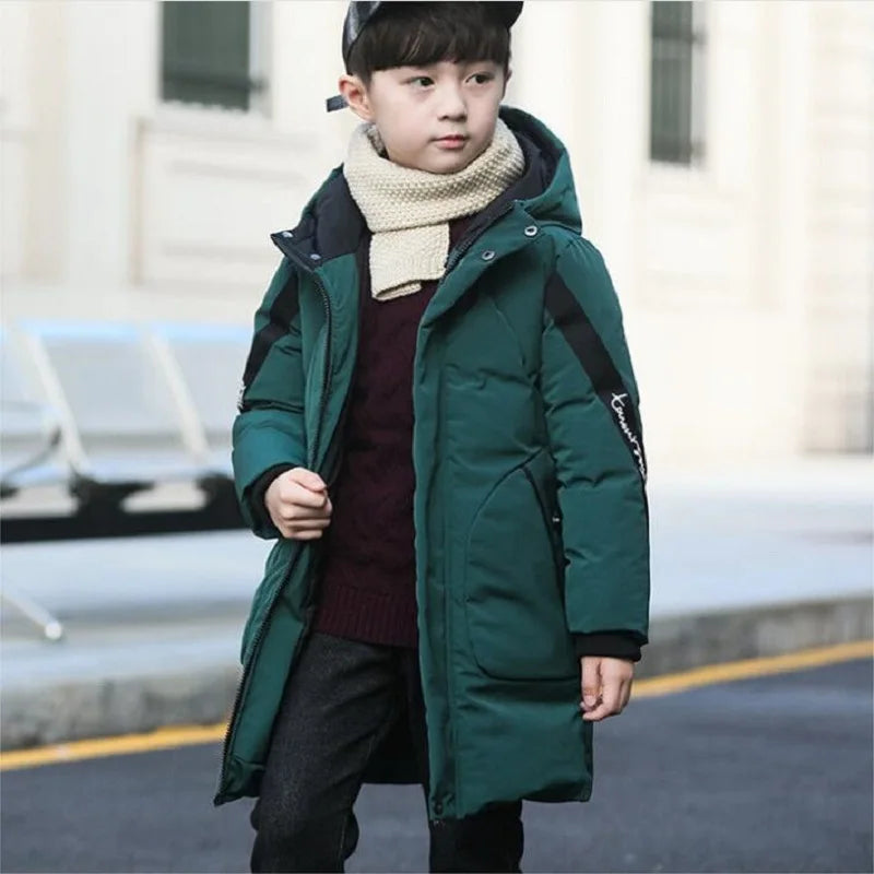 Fashion Long Hooded Winter Coat for Boys