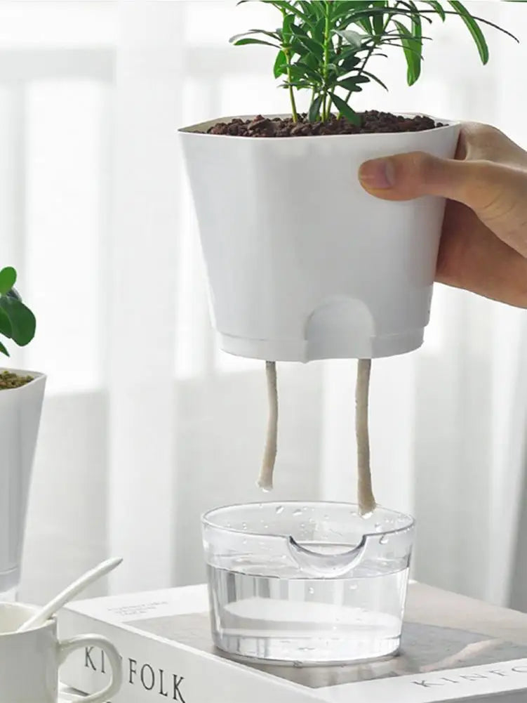 White Modern Self Watering Planter