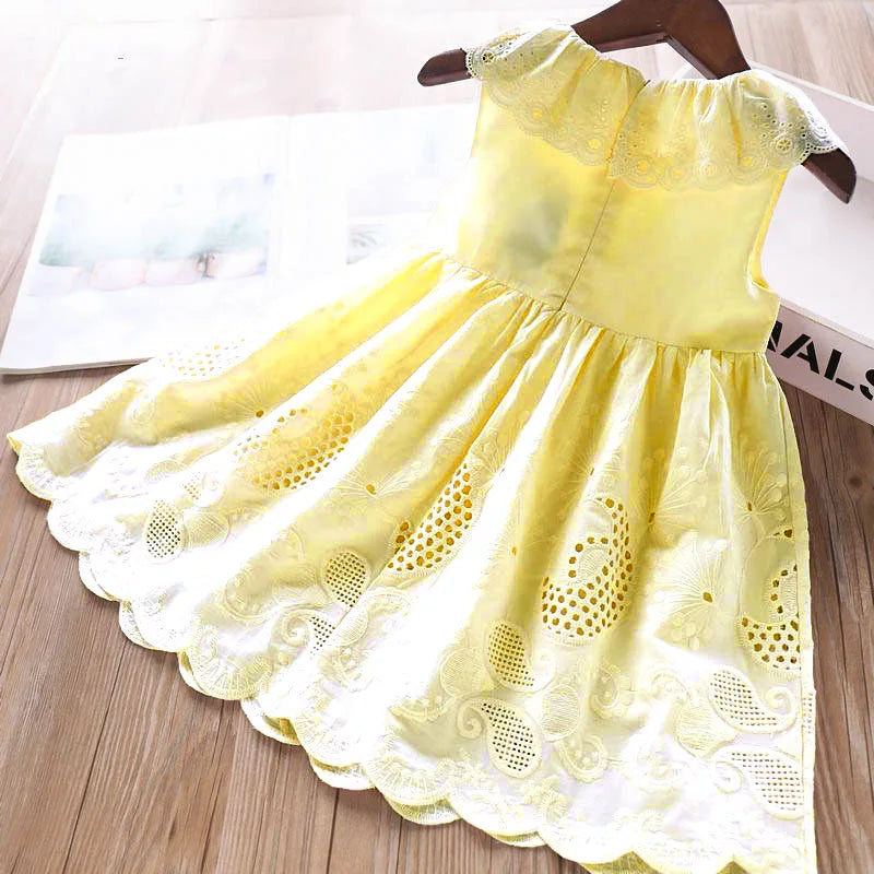 Cute Ruffled Cotton Embroidered Dress