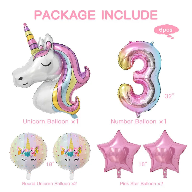 Rainbow Unicorn Balloon Set